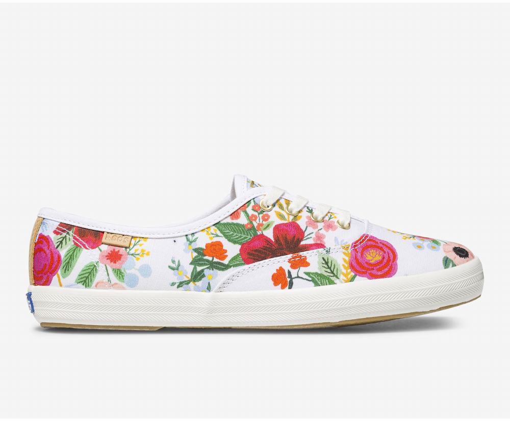 Women's Keds x Rifle Paper Co Champion Wild Rose Wide Width Shoes White 9280765LH - South Africa